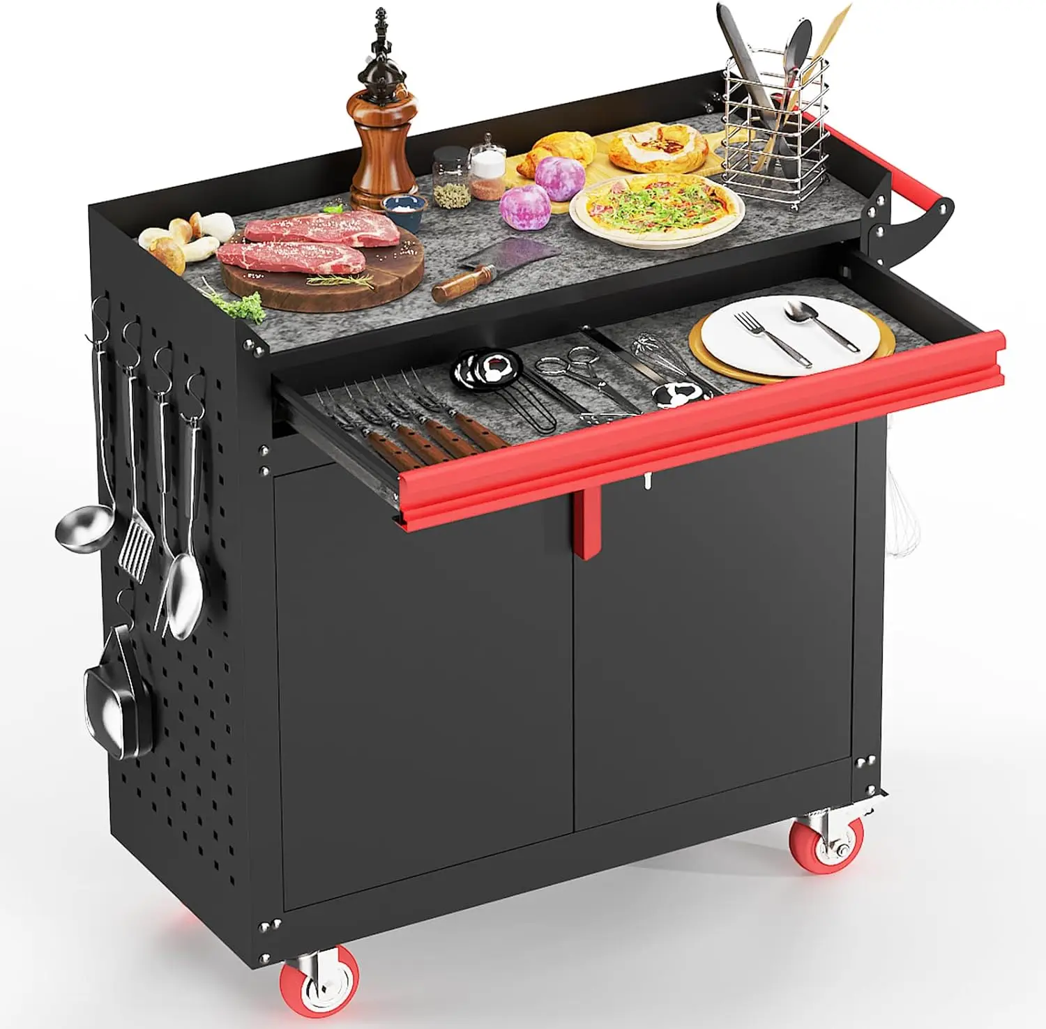 Metal Grill Cart - Outdoor Grill Cart with Storage,Grill Table with Wheels,Outdoor Bar Cart with Adjustable Shelf for Kitchen Pr
Metal Grill Cart - Outdoor Grill Cart with Storage,Grill Table with Wheels,Outdoor Bar Cart with Adjustable Shelf for Kitchen Pr