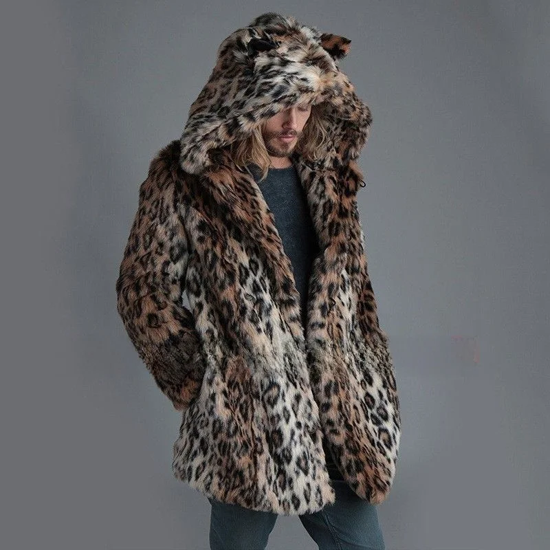 Men's Faux Fur Coat Leopard Print Mink Fur Warmth Outerwear Casual Youth Sle Stand Collar Mid-Length European Faion
Men's Faux Fur Coat Leopard Print Mink Fur Warmth Outerwear Casual Youth Sle Stand Collar Mid-Length European Faion