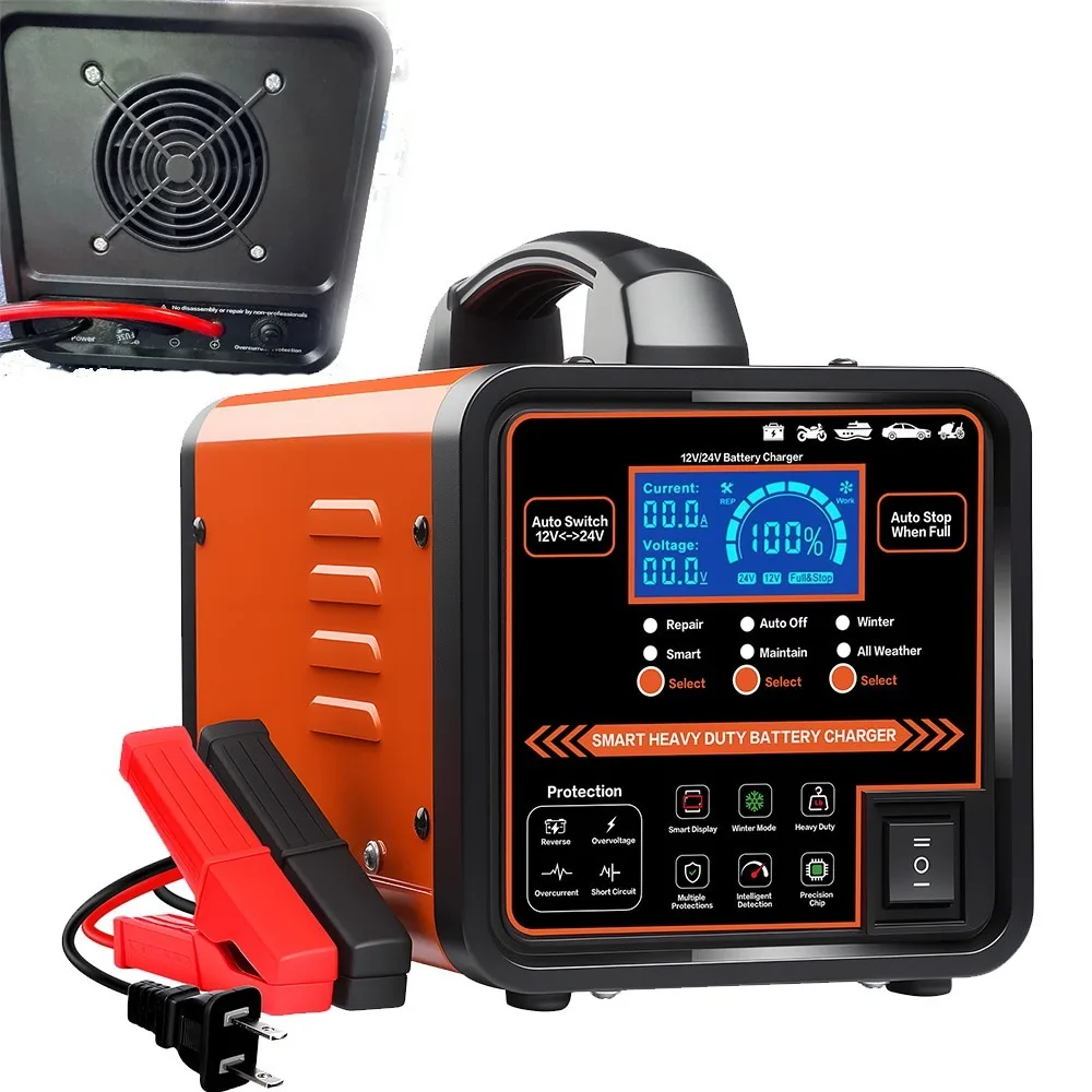 Heavy Duty Car Battery Charger 12V/24V Smart Automatic Intelligent Pulse Orange
Heavy Duty Car Battery Charger 12V/24V Smart Automatic Intelligent Pulse Orange