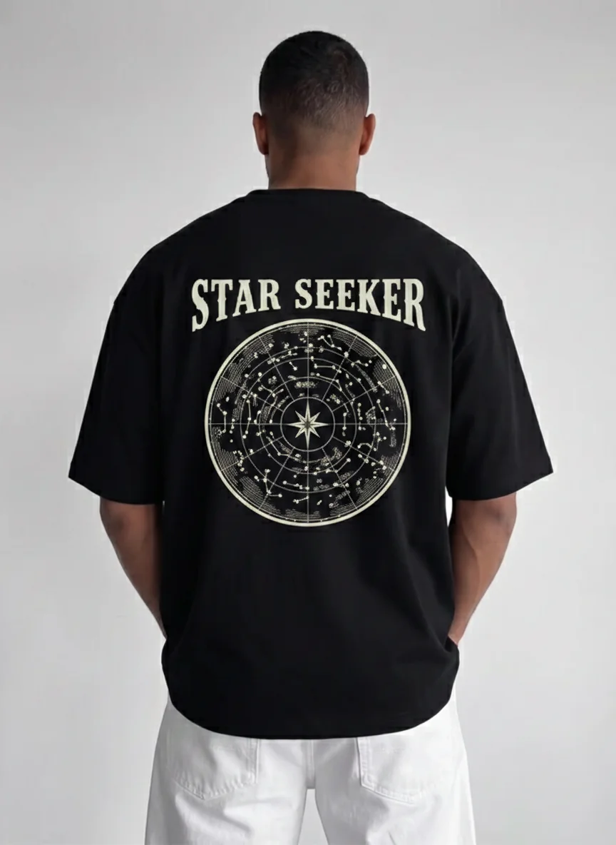 Star Seeker Celestial Map Graphic Tee Vintage Astronomy Printed Tee in Black Oversized Unisex Top Streetwear Aesthetic Tee
Star Seeker Celestial Map Graphic Tee Vintage Astronomy Printed Tee in Black Oversized Unisex Top Streetwear Aesthetic Tee