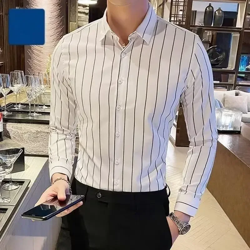 Spring Autumn 2025 New Fashion Men's Casual Trendy Striped Slim Business Long Sleeve Turn-down Collar Shirts Male Clothes Tops
Spring Autumn 2025 New Fashion Men's Casual Trendy Striped Slim Business Long Sleeve Turn-down Collar Shirts Male Clothes Tops