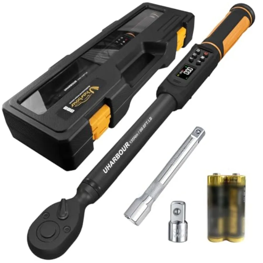 Digital Torque Wrench 3/8 Drive 1.5-99.5 ft-lbs./6.8-135Nm Range Electric Torque Wrench with Dual Direction Ratchet ±1% Accurac
Digital Torque Wrench 3/8 Drive 1.5-99.5 ft-lbs./6.8-135Nm Range Electric Torque Wrench with Dual Direction Ratchet ±1% Accurac