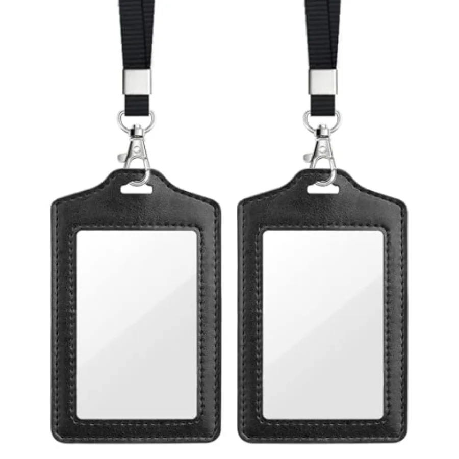 2 Pack Double Sided Clear Badge Holder with Lanyard, PU Leather ID Badge Name Card Holder with Stainless Steel J-Hook Nylon Lan
2 Pack Double Sided Clear Badge Holder with Lanyard, PU Leather ID Badge Name Card Holder with Stainless Steel J-Hook Nylon Lan