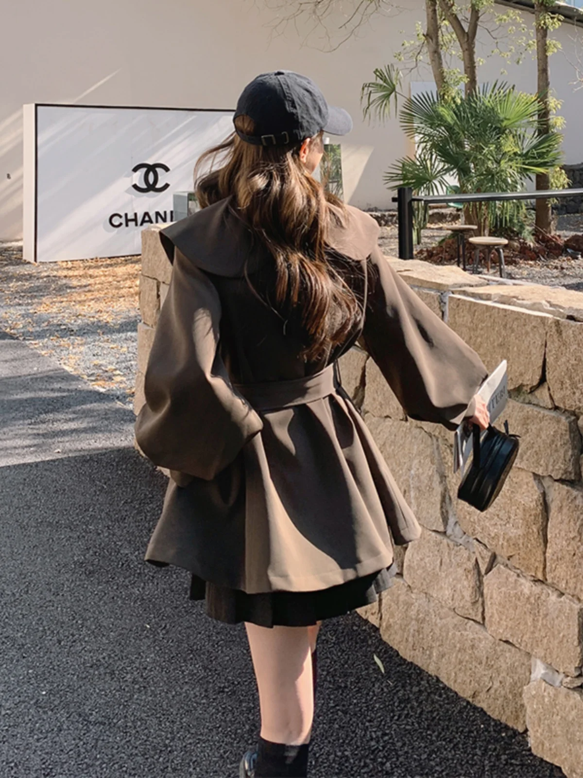 Cute ort Sle Coffee Color Doll Collar Women's Jaet Spring Autumn New Sle Waist Cinching Coat Commute Korean Version
Cute ort Sle Coffee Color Doll Collar Women's Jaet Spring Autumn New Sle Waist Cinching Coat Commute Korean Version