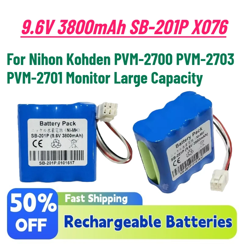 New In Stock 9.6V 3800mAh SB-201P X076 Medical Battery for Nihon Kohden PVM-2700 PVM-2703 PVM-2701 Monitor Large Capacity
New In Stock 9.6V 3800mAh SB-201P X076 Medical Battery for Nihon Kohden PVM-2700 PVM-2703 PVM-2701 Monitor Large Capacity