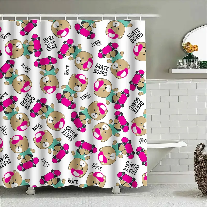 Teddy Bear Skateboard Shower Curtain Cute Animal Pattern Home Decor Waterproof Bathroom Liner for Kids Room Pink Blue Design (18
Teddy Bear Skateboard Shower Curtain Cute Animal Pattern Home Decor Waterproof Bathroom Liner for Kids Room Pink Blue Design (18