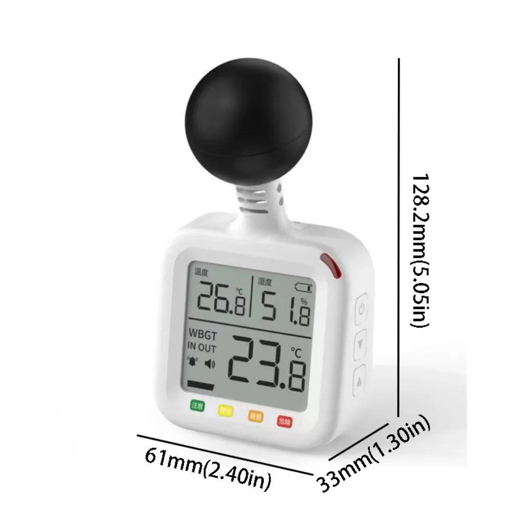 High Precision WBGT Heat Index Meter Black Ball Thermodynamic Index Heat Stroke Thermometer Thermohygrometer Outdoor Use
High Precision WBGT Heat Index Meter Black Ball Thermodynamic Index Heat Stroke Thermometer Thermohygrometer Outdoor Use
