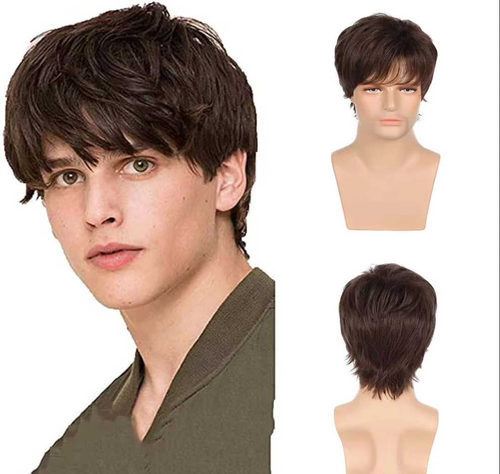 Short Synthetic Brown Wigs Pixie Cut Layered Wig Daily Party Wigs for Men Heat Resistant Fiber Fake Hair
Short Synthetic Brown Wigs Pixie Cut Layered Wig Daily Party Wigs for Men Heat Resistant Fiber Fake Hair