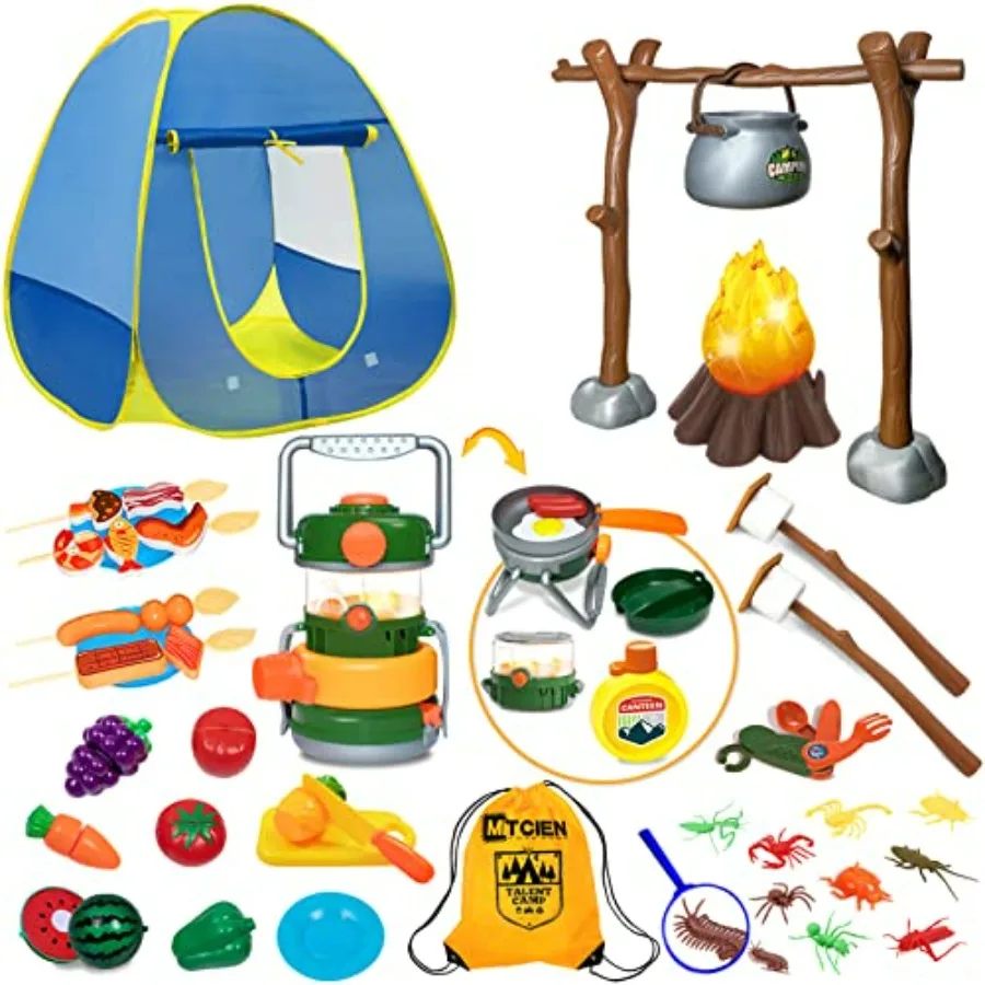 Play Tent with Campfire, Toddlers Camping Set, Oil Lantern with Sound, Cut Up Fruits, Marshmallow, Skewers, Pretend Camping Toy
Play Tent with Campfire, Toddlers Camping Set, Oil Lantern with Sound, Cut Up Fruits, Marshmallow, Skewers, Pretend Camping Toy