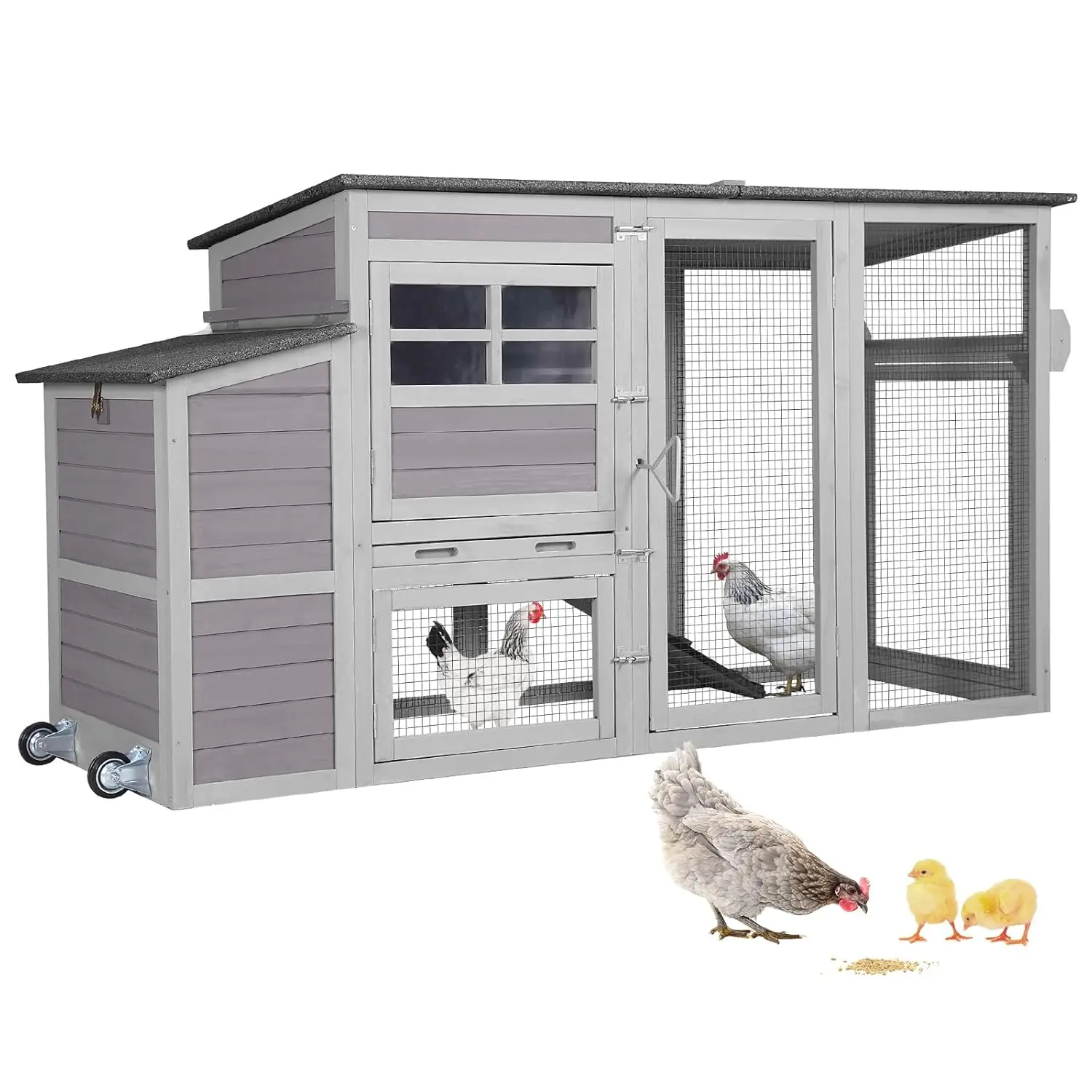 Chicken Coop Mobile, Chicken House with Wheels, Wooden Hen House Poultry Cage with Nest Box and Large Run -78in, Customized
Chicken Coop Mobile, Chicken House with Wheels, Wooden Hen House Poultry Cage with Nest Box and Large Run -78in, Customized