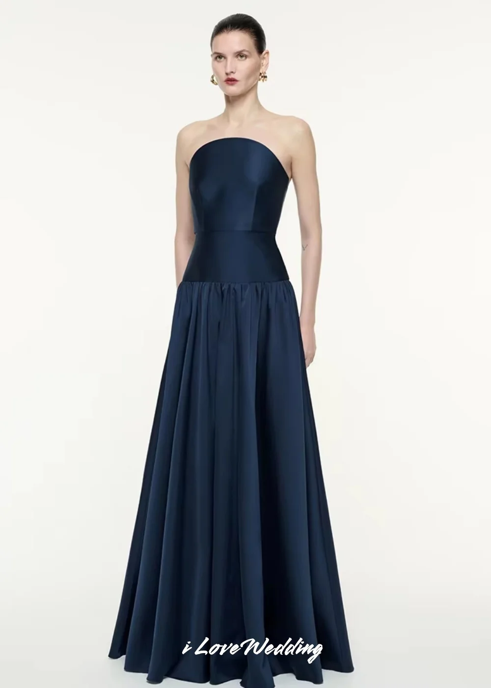 Navy Blue Strapless Evening Dress Satin A-Line Classic Modern Floor-Length Open Back Sleeveless Zipper Prom Dress Customized
Navy Blue Strapless Evening Dress Satin A-Line Classic Modern Floor-Length Open Back Sleeveless Zipper Prom Dress Customized