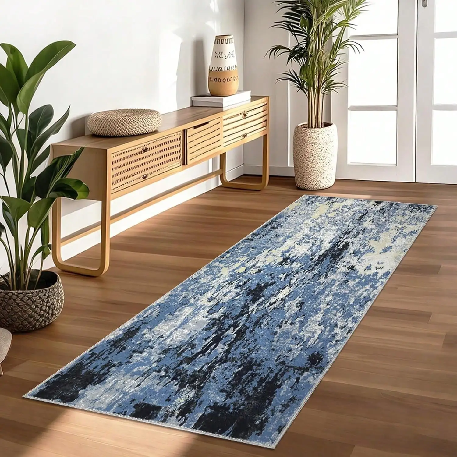 Washable Kitchen Runner Rug Modern Abstract Area Rug Stain Resistant Throw Carpet With