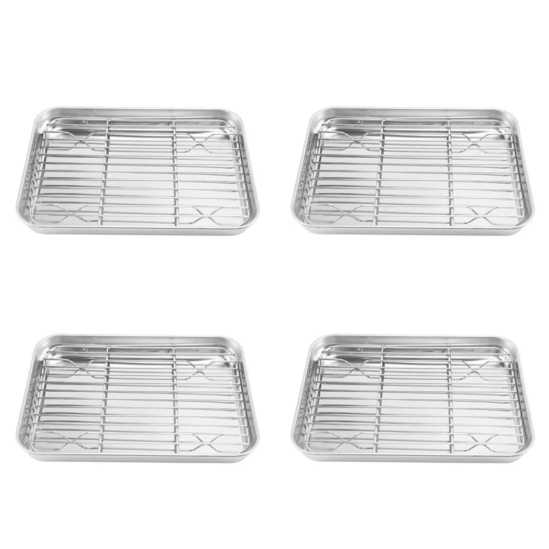 A02M-4Pcs 9 Inch Toaster Oven Tray And Rack Set, Small Stainless Steel Baking Pan With Cooling Rack
A02M-4Pcs 9 Inch Toaster Oven Tray And Rack Set, Small Stainless Steel Baking Pan With Cooling Rack