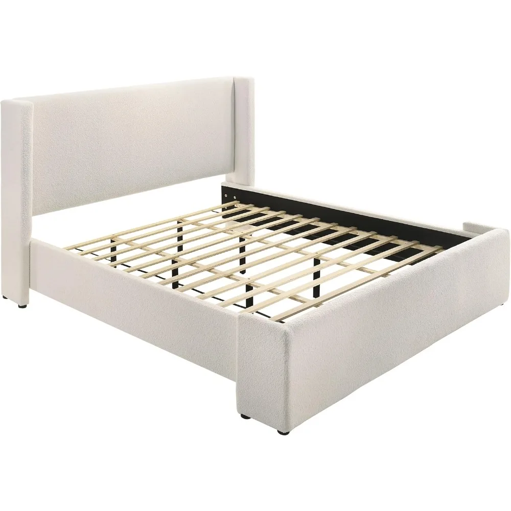 Alamosa Transitional Boucle Upholstered Eastern King Size Wingback Bed Frame Platform Bed 53-inch Headboard White
Alamosa Transitional Boucle Upholstered Eastern King Size Wingback Bed Frame Platform Bed 53-inch Headboard White