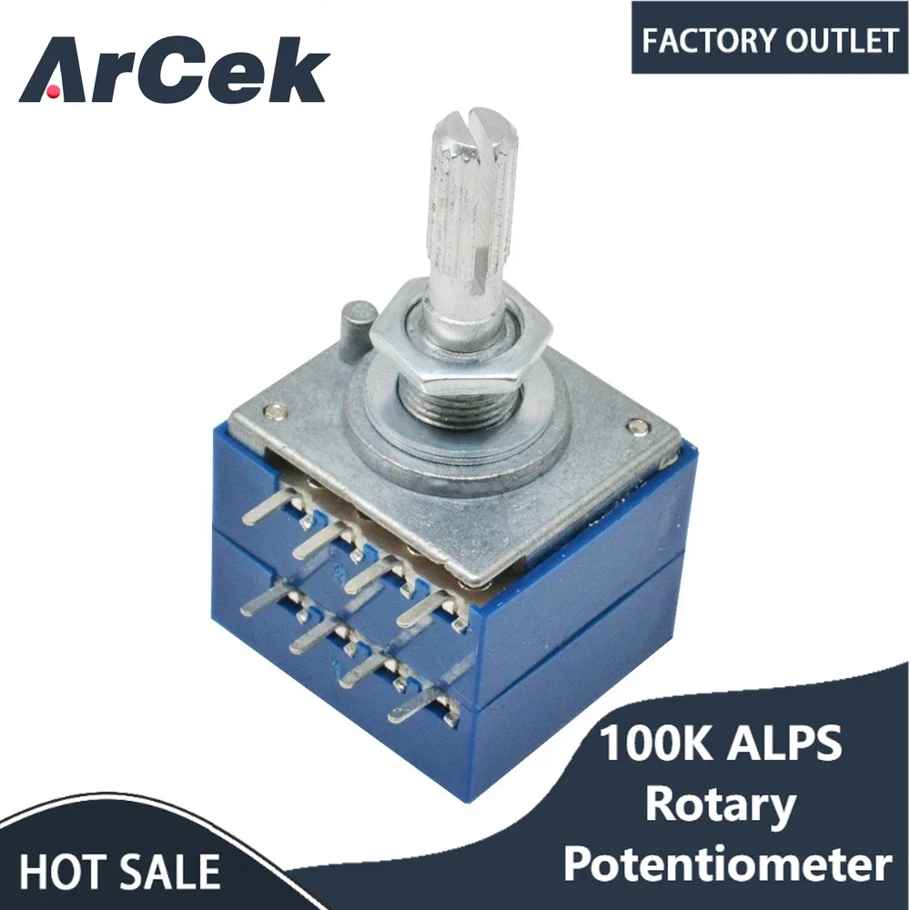 Поворотный потенциометр 100K ALPS LOG RH2702, аудио регулятор громкости, стерео, громкость
Поворотный потенциометр 100K ALPS LOG RH2702, аудио регулятор громкости, стерео, громкость