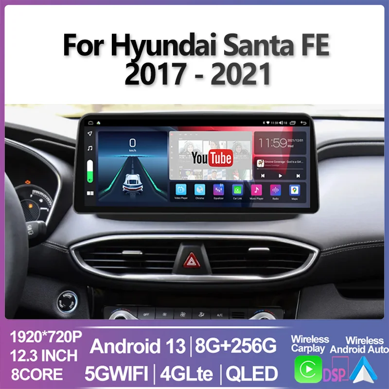 Для Hyundai Santa Fe 2017 - 2021 12,3 дюймов Android 13 экран Автомобильный мультимедийный видеоплеер Carplay автомобильное радио GPS навигация
Для Hyundai Santa Fe 2017 - 2021 12,3 дюймов Android 13 экран Автомобильный мультимедийный видеоплеер Carplay автомобильное радио GPS навигация