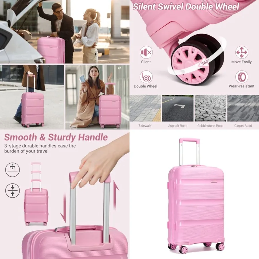 Carry On Luggage 24 Inch Checked-Medium Hard Shell Travel Trolley 4 Spinner Wheels Lightweight Polypropylene Suitcase with TSA
Carry On Luggage 24 Inch Checked-Medium Hard Shell Travel Trolley 4 Spinner Wheels Lightweight Polypropylene Suitcase with TSA