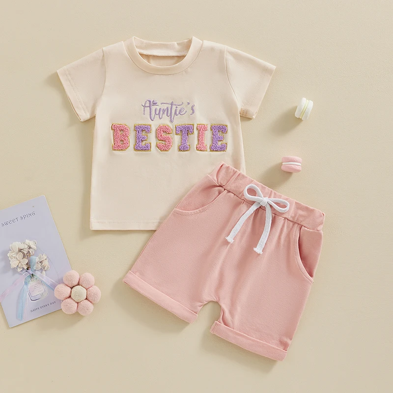 Toddler Girl Summer Clothes Letter Embroidery Short Sleeve Round Neck T-Shirt with Solid Color Shorts 2Pcs Outfit
Toddler Girl Summer Clothes Letter Embroidery Short Sleeve Round Neck T-Shirt with Solid Color Shorts 2Pcs Outfit