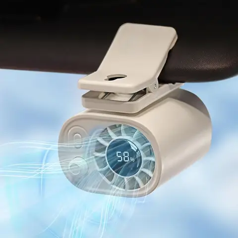 Ventilateur USB à clip avec écran LED, 1400 mAh, 100 niveaux de puissance, rechargeable, mains libres, ventilateur personnel multifonctionnel, ventilateur de voiture