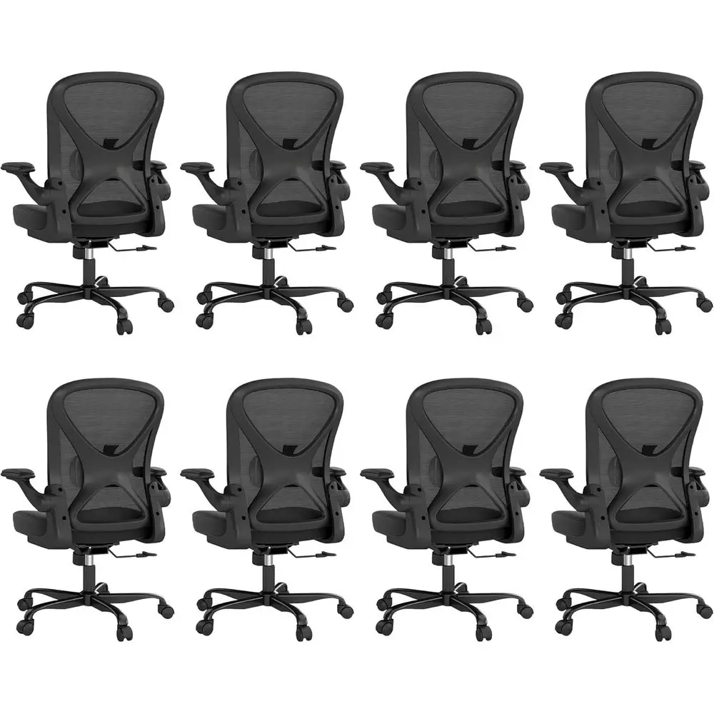Mesh Fabric Ergonomic Office Chair Set of 8 with Adjustable Lumbar Support, 360° Swivel, and Flip-Up Armrests, Black
Mesh Fabric Ergonomic Office Chair Set of 8 with Adjustable Lumbar Support, 360° Swivel, and Flip-Up Armrests, Black