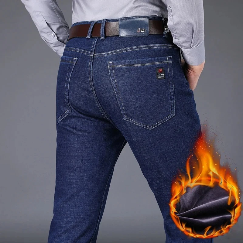 Winter Fleece Thermal Men's Jeans Business Classic Casual Warm Thicken Denim Pants Washed Stretch Plush Velvet Office Trousers
Winter Fleece Thermal Men's Jeans Business Classic Casual Warm Thicken Denim Pants Washed Stretch Plush Velvet Office Trousers
