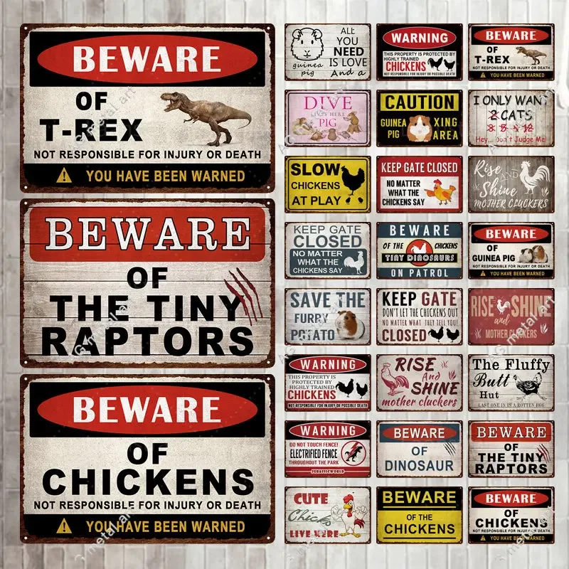 Warning Vintage Sign Funny Bird of Prey Chicken Guinea Pig Metal Tin Signs For Courtyard Garden Farmhouse Home Decoration
Warning Vintage Sign Funny Bird of Prey Chicken Guinea Pig Metal Tin Signs For Courtyard Garden Farmhouse Home Decoration