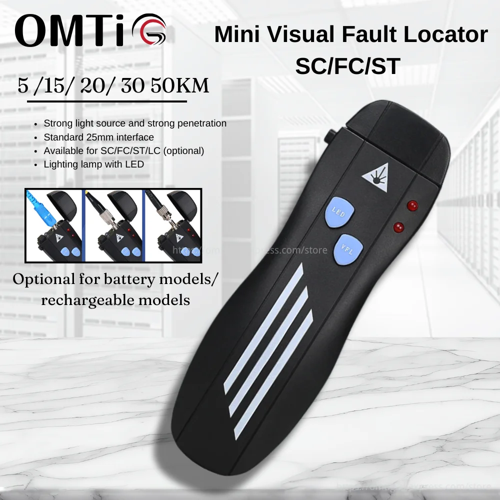 OMTiG Quality Rechargeable Laser Source Fiber Optic Cable Tester 5 15 20 30 50KM Lithium Battery Visual Fault Locator SC/FC/ST
OMTiG Quality Rechargeable Laser Source Fiber Optic Cable Tester 5 15 20 30 50KM Lithium Battery Visual Fault Locator SC/FC/ST