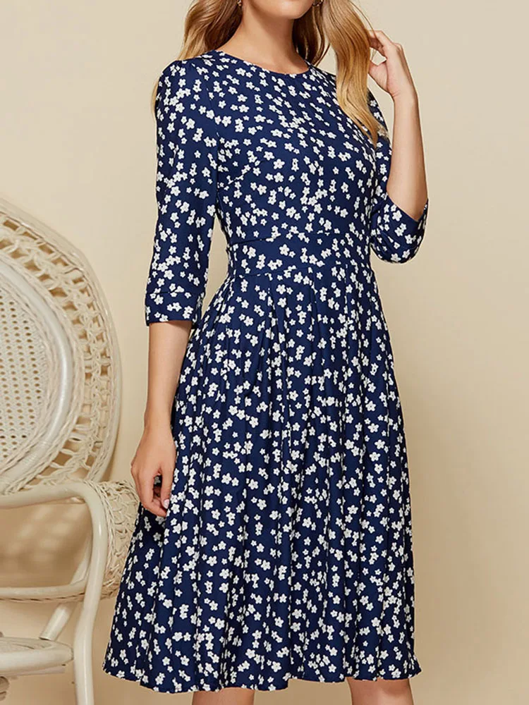 Beach Summer Elegant Dresses 2022 For Women Starry White Flower Dark Blue Side Pocket Midi Sleeve Comfy Clothes
Beach Summer Elegant Dresses 2022 For Women Starry White Flower Dark Blue Side Pocket Midi Sleeve Comfy Clothes