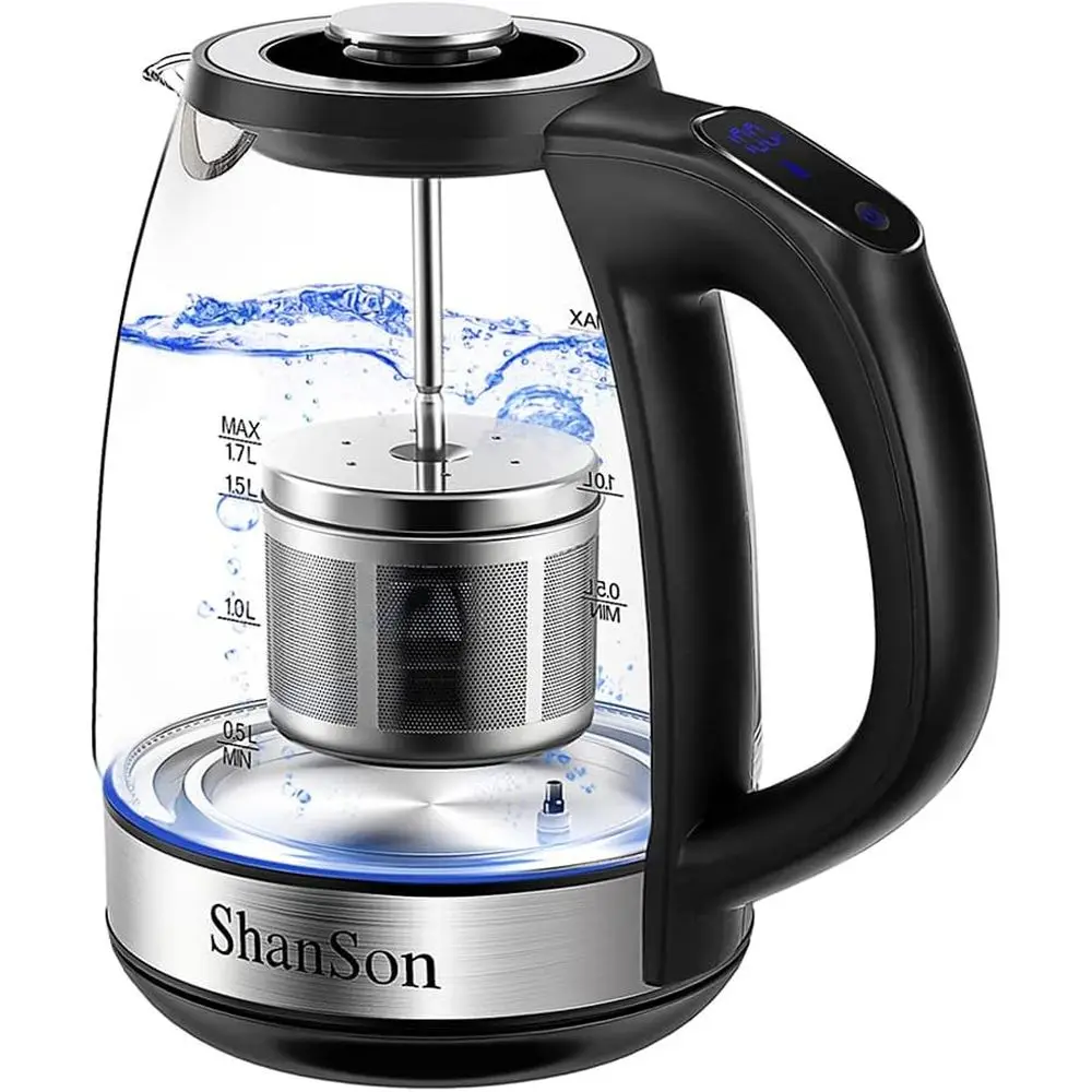 1.7L Temperature Control Glass Electric Tea Kettle 1500W Fast Heating Water Boiler BPA Free with 7 Presets Auto-Off & Boil-Dry P
1.7L Temperature Control Glass Electric Tea Kettle 1500W Fast Heating Water Boiler BPA Free with 7 Presets Auto-Off & Boil-Dry P