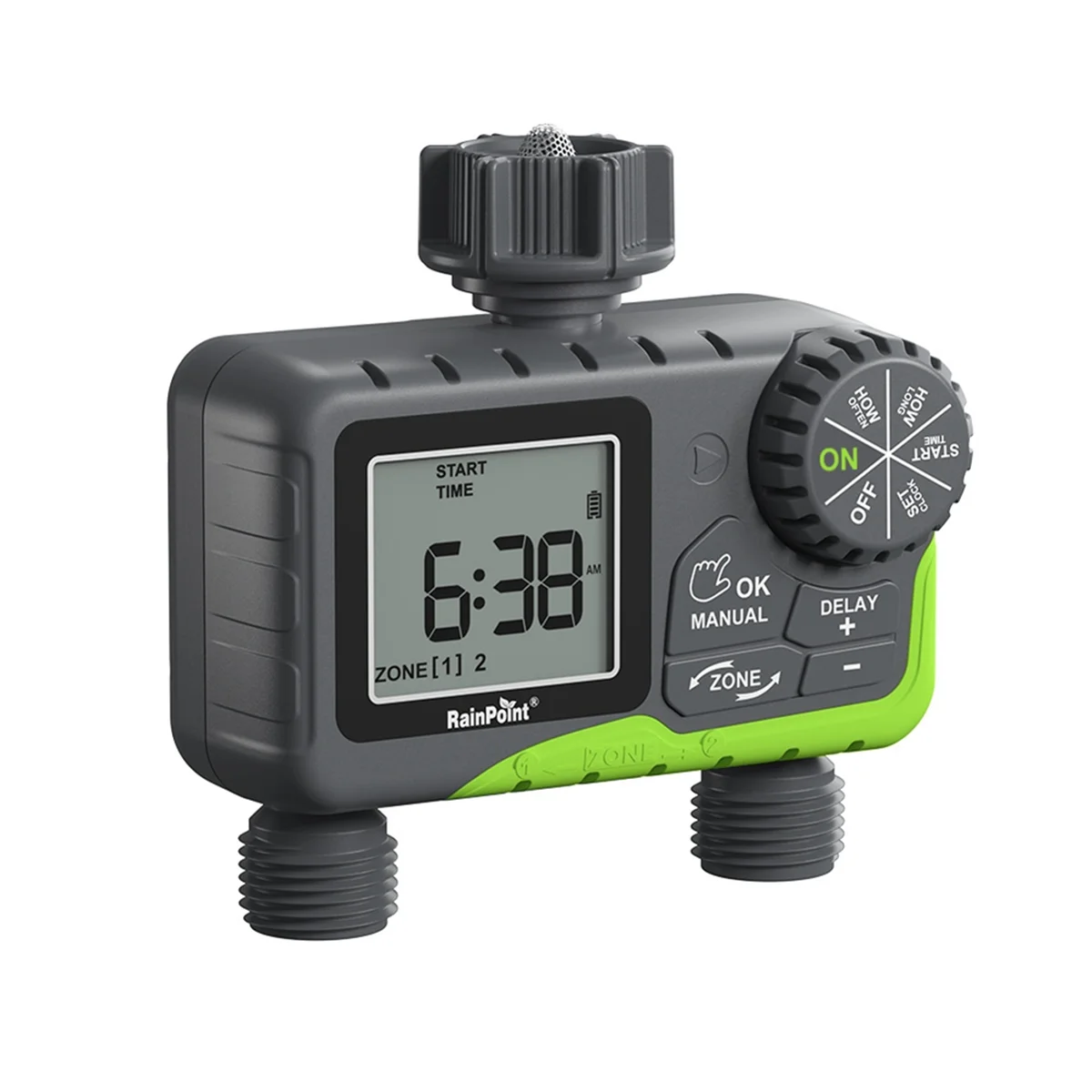 A26F-RainPoint Garden Water Timer Dual Irrigation, Intelligent Timing Controller, Automatic Watering Device with Rain Delay
A26F-RainPoint Garden Water Timer Dual Irrigation, Intelligent Timing Controller, Automatic Watering Device with Rain Delay
