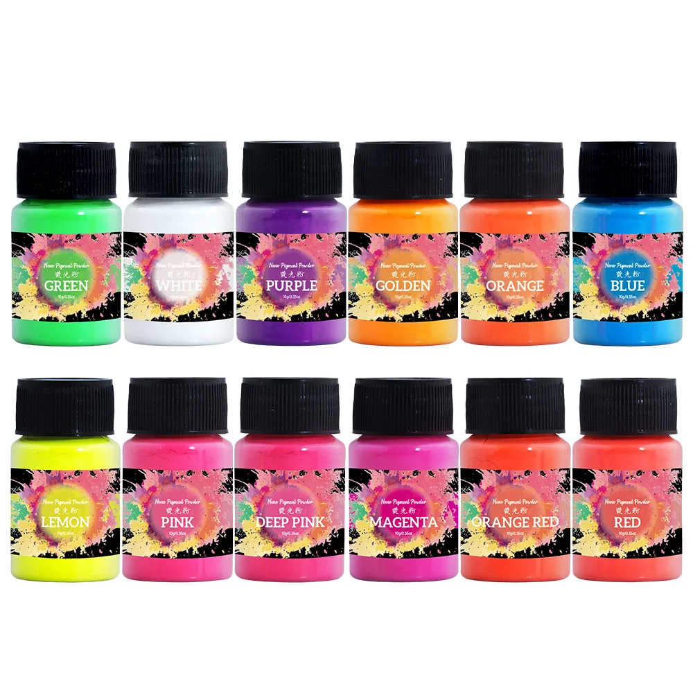 12 Colors Fluorescent Mica Powder Set, 10g Each, for Resin DIY
12 Colors Fluorescent Mica Powder Set, 10g Each, for Resin DIY
