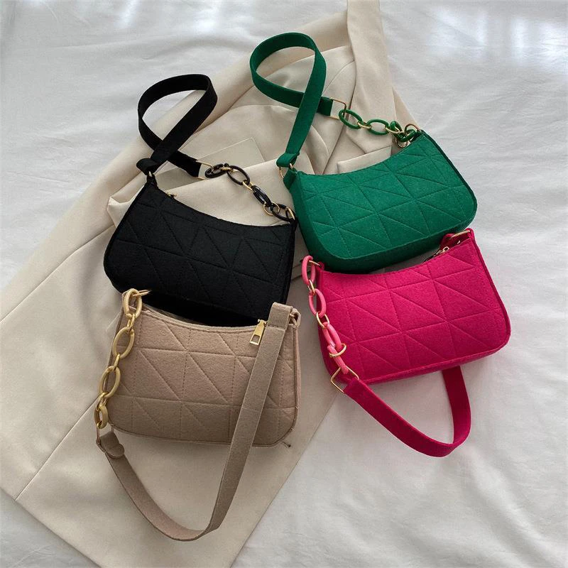 Women's Felt Shoulder Bag Solid Color Fashionable And Lightweight Underarm Handbag
Women's Felt Shoulder Bag Solid Color Fashionable And Lightweight Underarm Handbag