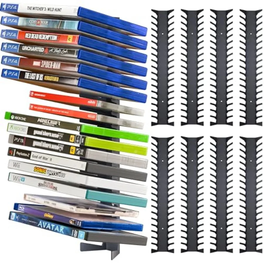 Video Game Storage Wall Mount Game Case Holder, Metal Wall Mounted Media Storage Shelves for PS, Xbox, Switch Game Organizer
Video Game Storage Wall Mount Game Case Holder, Metal Wall Mounted Media Storage Shelves for PS, Xbox, Switch Game Organizer