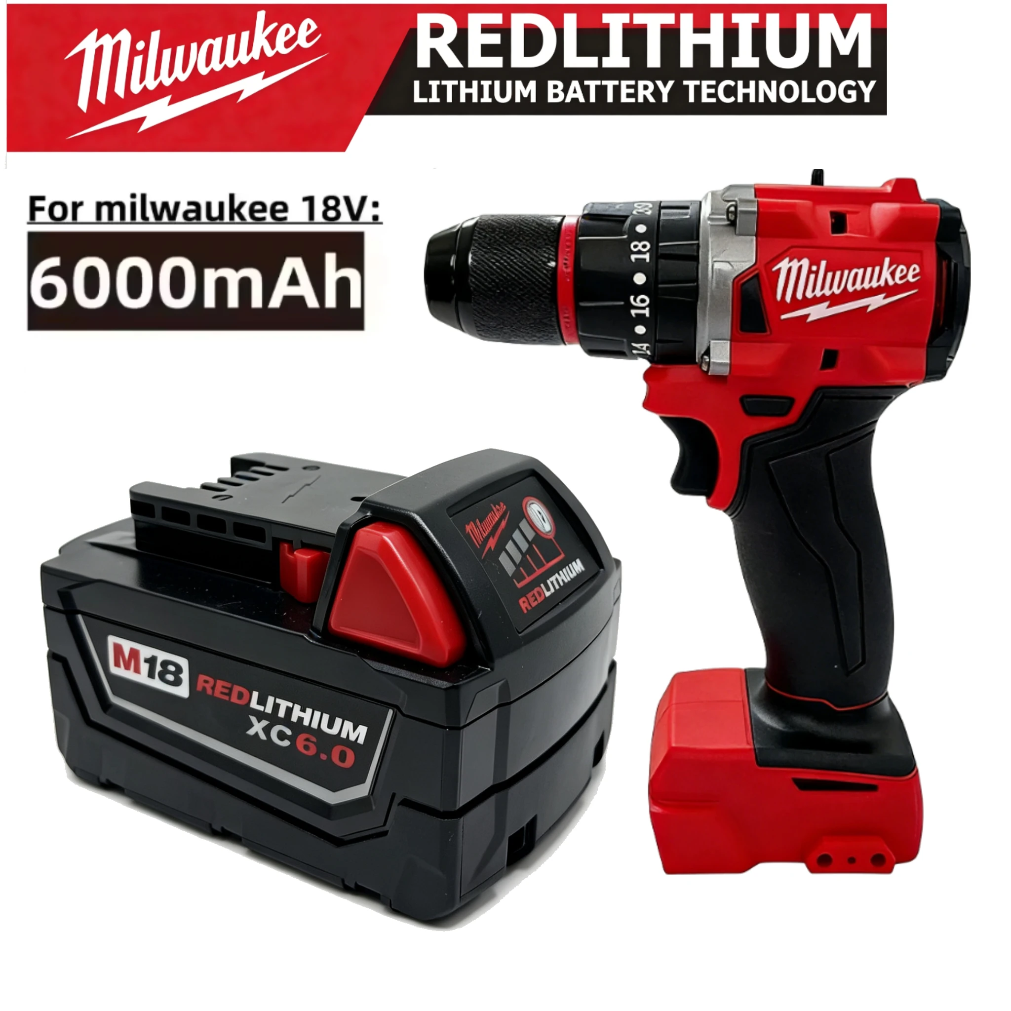 Milwaukee M18 Lithium Ion Battery, Match For CompactHammer Drill Driver. For DIY Home Repair, Metal And Wood Screwdriving Work.
Milwaukee M18 Lithium Ion Battery, Match For CompactHammer Drill Driver. For DIY Home Repair, Metal And Wood Screwdriving Work.