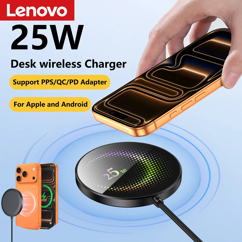 Lenovo 25W Magnetic Wireless Charger 1.2m Braided Cable Portable Charger Fast Charging Pad for iPhone Samsung All Android Phones
Lenovo 25W Magnetic Wireless Charger 1.2m Braided Cable Portable Charger Fast Charging Pad for iPhone Samsung All Android Phones