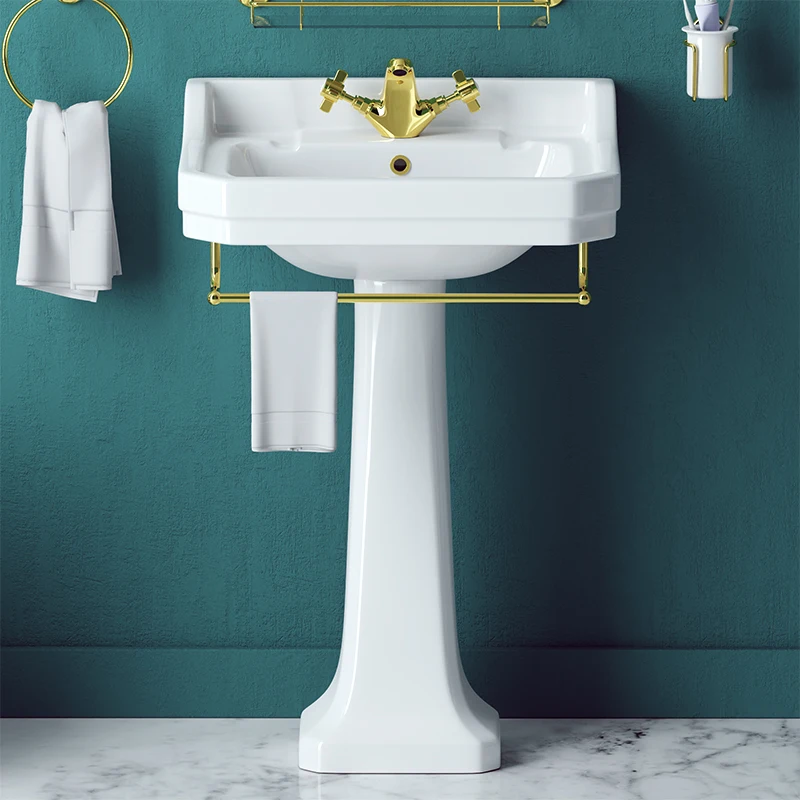Customized European style retro classical ceramic edging column basin, wash basin, face basin, golden faucet, single hole, three
Customized European style retro classical ceramic edging column basin, wash basin, face basin, golden faucet, single hole, three