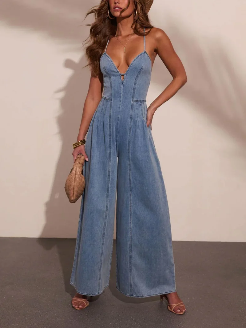 Fashion Denim Strap Jumpsuits Summer Clothing Women 2026 Sleeveless Backless Wide Leg Jeans Rompers Playsuits One Piece Overalls
Fashion Denim Strap Jumpsuits Summer Clothing Women 2026 Sleeveless Backless Wide Leg Jeans Rompers Playsuits One Piece Overalls
