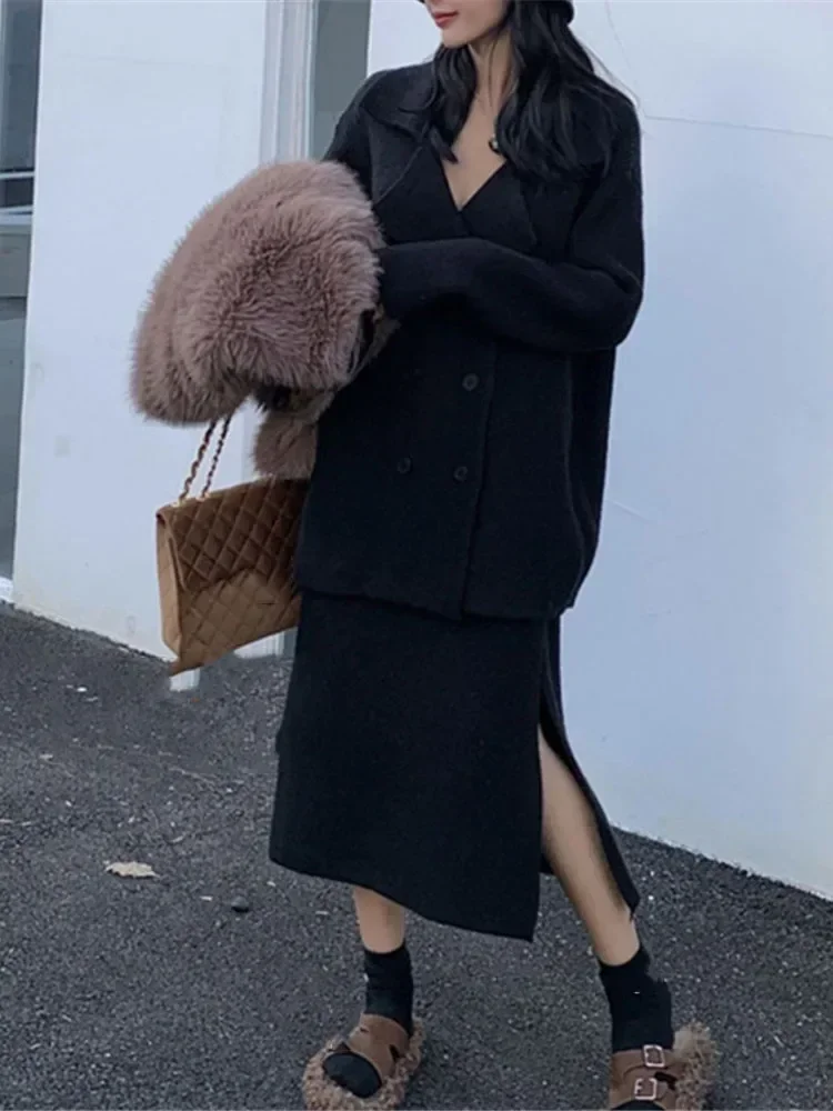 XITAO Two Piece Set Women Fashion Double Breasted Full Sleeve Top Elastic Waist Split Skirt Knitted Elegant Solid Color SMH1023
XITAO Two Piece Set Women Fashion Double Breasted Full Sleeve Top Elastic Waist Split Skirt Knitted Elegant Solid Color SMH1023