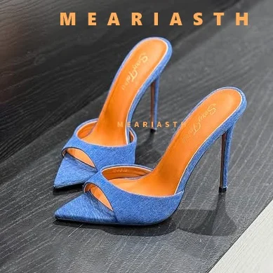 Лето 2025 г., женские шлепанцы на высоком каблуке 10 см/12 см, модные туфли с открытым носком и острым носком, женские элегантные вечерние модельные сандалии
Лето 2025 г., женские шлепанцы на высоком каблуке 10 см/12 см, модные туфли с открытым носком и острым носком, женские элегантные вечерние модельные сандалии
