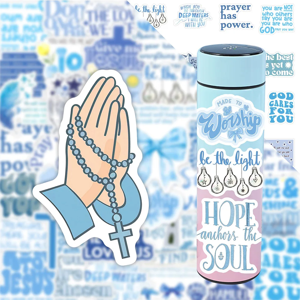 10/30/50pcs Bible Jesus Phrase Cartoon Stickers Cute Blue Aesthetic Graffiti Sticker Water Bottle Phone Notebook Decals Packing
10/30/50pcs Bible Jesus Phrase Cartoon Stickers Cute Blue Aesthetic Graffiti Sticker Water Bottle Phone Notebook Decals Packing