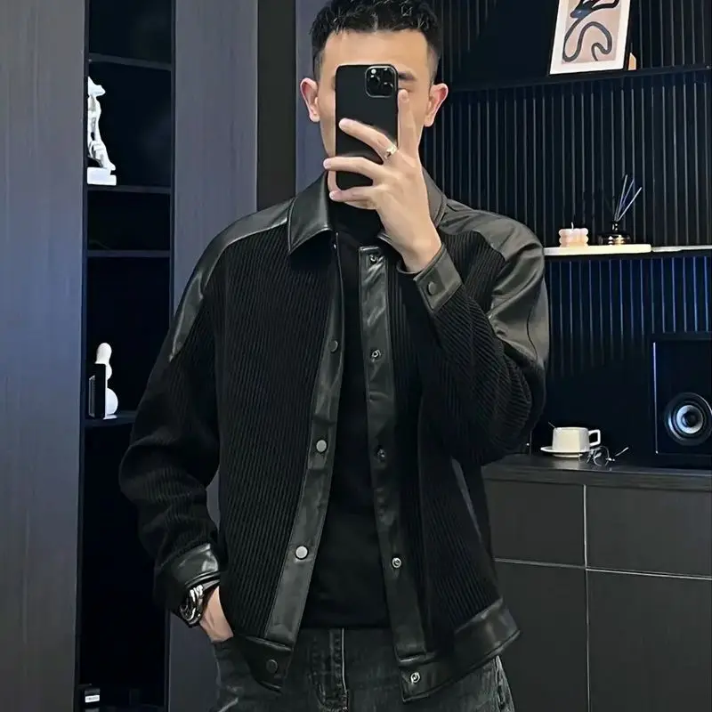 The Spring and Autumn Annals Men Jacket Streetwear Leisure Chao Pai Fashion Coat Pi Shuai Splicing Leather Lapel Breathable
The Spring and Autumn Annals Men Jacket Streetwear Leisure Chao Pai Fashion Coat Pi Shuai Splicing Leather Lapel Breathable