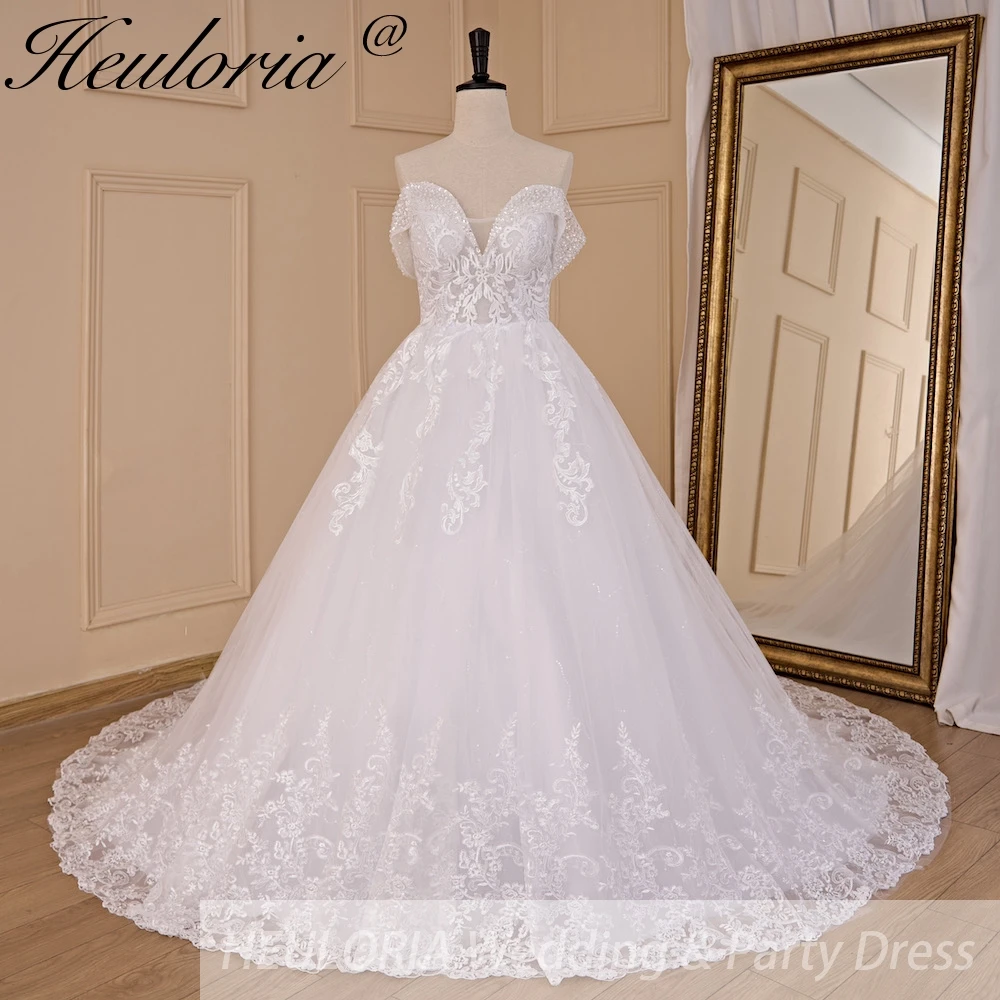 HEULORIA princess wedding dress off shoulder sequin beading lace applique bride dress customize
HEULORIA princess wedding dress off shoulder sequin beading lace applique bride dress customize