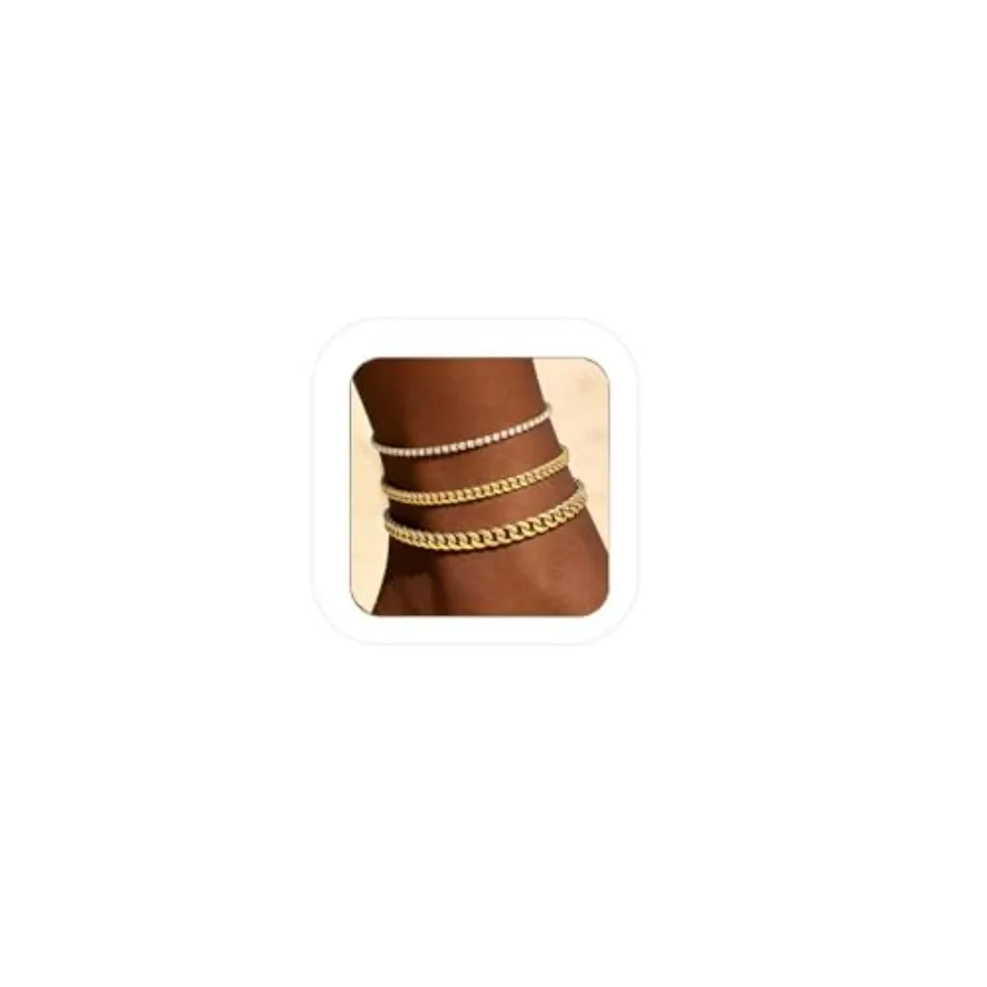 Ronglry Gold Ankle Bracelets for Women Cuban Link Chian Anklet Bracelet Set Dainty Layered Gold Anklets for Women Rhinestone Te
Ronglry Gold Ankle Bracelets for Women Cuban Link Chian Anklet Bracelet Set Dainty Layered Gold Anklets for Women Rhinestone Te
