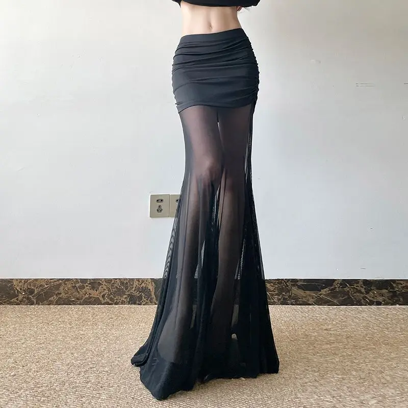 Solid Color Elastic High-waisted Sexy Mesh Splicing Long Skirt for Women Pleated Butt-covering Sexy Skirt
Solid Color Elastic High-waisted Sexy Mesh Splicing Long Skirt for Women Pleated Butt-covering Sexy Skirt