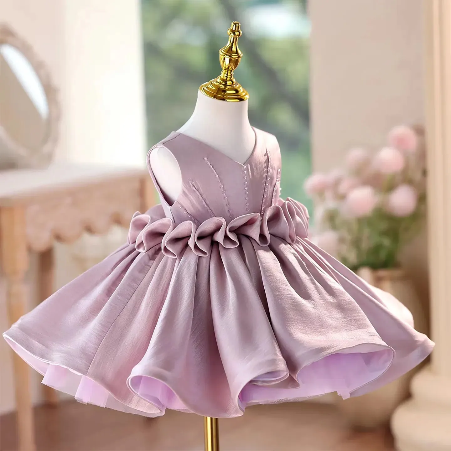 Custom Elegant Lilac Flower Girl Dress Satin V-Neck knee Length for Kids Wedding Birthday Party Pageant Ball Gown
Custom Elegant Lilac Flower Girl Dress Satin V-Neck knee Length for Kids Wedding Birthday Party Pageant Ball Gown