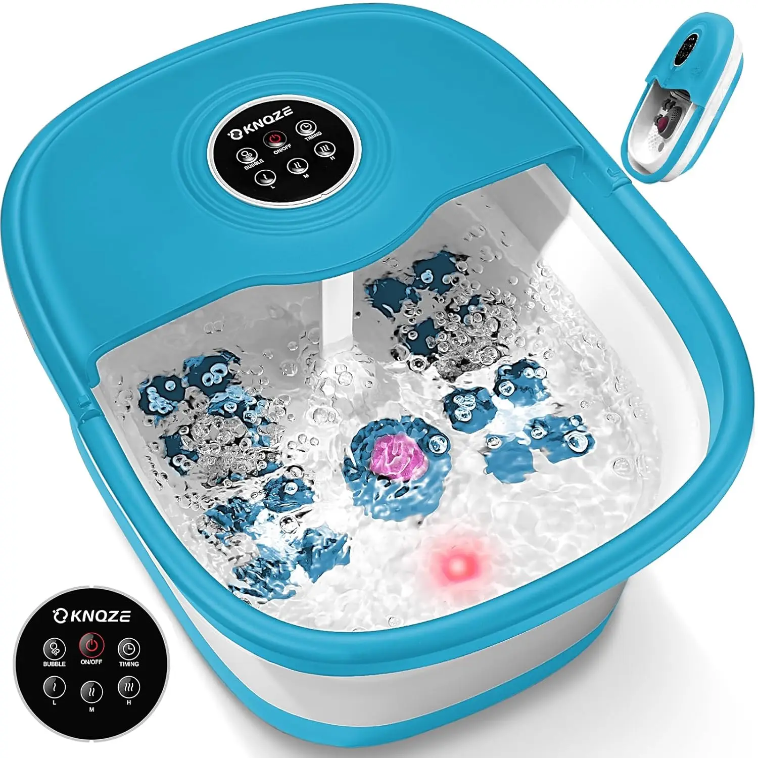 Collapsible Foot Spa with Heat, Remote Control, Bubbles, Pumice Stone, Red Light, Timer & Massage Rollers for Relaxation
Collapsible Foot Spa with Heat, Remote Control, Bubbles, Pumice Stone, Red Light, Timer & Massage Rollers for Relaxation