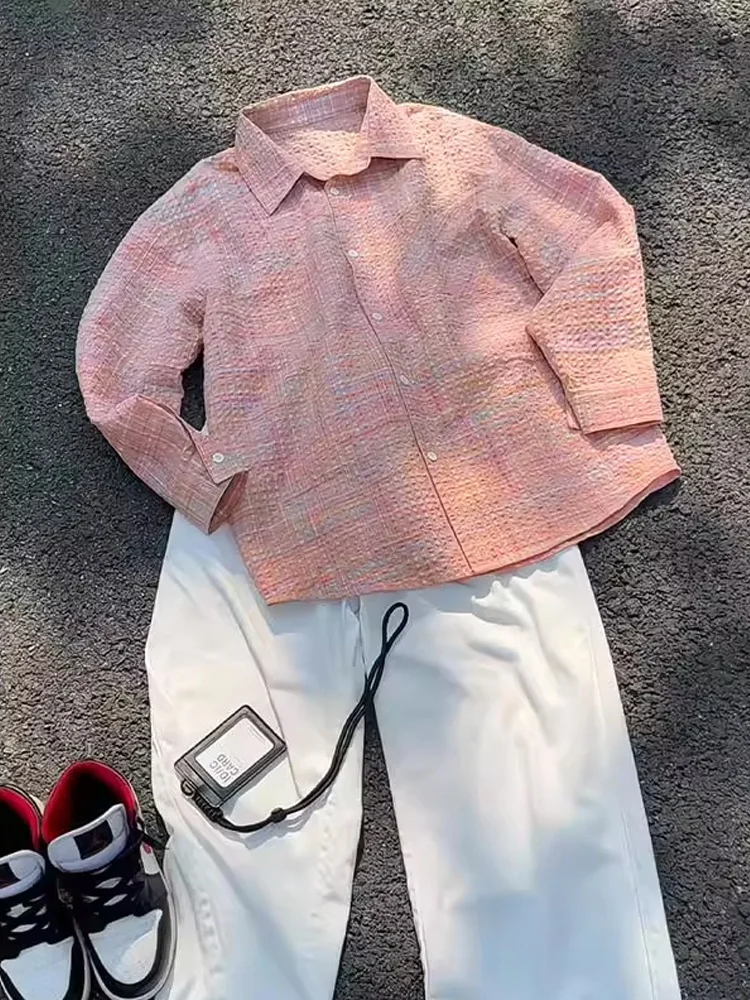 Розовая ткань с пузырьками Long Sve Plaid irt Loose Lazy High End Feeling Autumn Couple Верхняя одежда irt Stand Fit Дышащая одежда...
Розовая ткань с пузырьками Long Sve Plaid irt Loose Lazy High End Feeling Autumn Couple Верхняя одежда irt Stand Fit Дышащая одежда...
