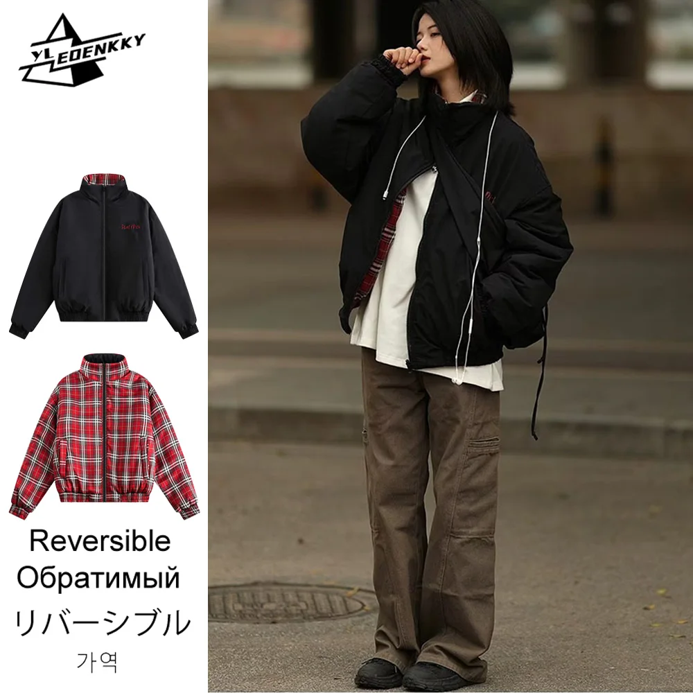 Reversible Lightweight Parkas Men Women Vintage Stand Collar Baggy Cotton Coat Striped Plaid Thickened Bread Jacket Unisex Tops
Reversible Lightweight Parkas Men Women Vintage Stand Collar Baggy Cotton Coat Striped Plaid Thickened Bread Jacket Unisex Tops