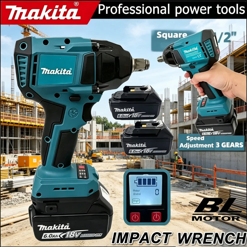 Makita Electric Torque Wrench Brushless Cordless Digital Display Impact Wrench 1/2 Inch Power Tool Screwdriver for 18V Electric
Makita Electric Torque Wrench Brushless Cordless Digital Display Impact Wrench 1/2 Inch Power Tool Screwdriver for 18V Electric