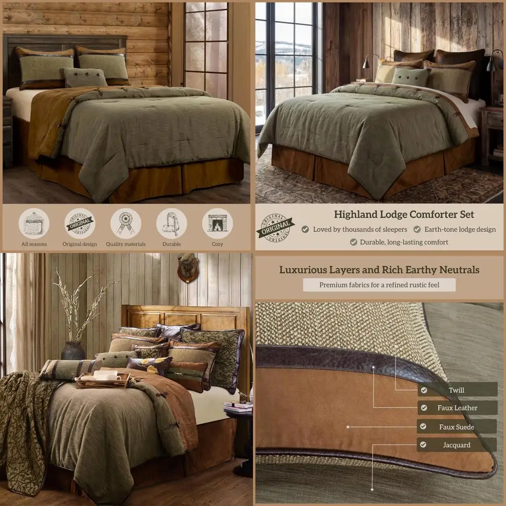 Rustic King Comforter Set, 5-Piece with Bed Skirt, Shams, Pillow, Green Brown Chenille Cabin Bedding
Rustic King Comforter Set, 5-Piece with Bed Skirt, Shams, Pillow, Green Brown Chenille Cabin Bedding